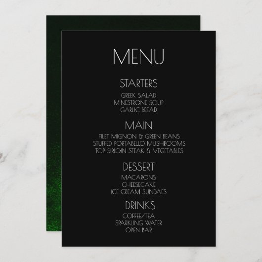 Creëer Your Own - Donker Zwart & Groen Verdrietig Menu (Voorkant / Achterkant)