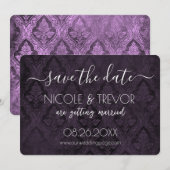 Creëer Your Own - Donkergotische  Damask Save The Date (Voorkant / Achterkant)