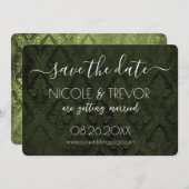 Creëer Your Own - Donkergotische  Damask Save The Date (Voorkant / Achterkant)