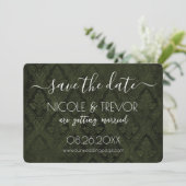 Creëer Your Own - Donkergotische  Damask Save The Date (Staand voorkant)