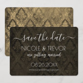 Creëer Your Own - Donkergotische  Damask Save The Date (Voorkant / Achterkant)