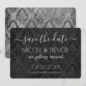 Creëer Your Own - Donkergotische  Damask Save The Date (Voorkant / Achterkant)