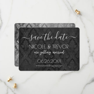 Creëer Your Own - Donkergotische  Damask Save The Date