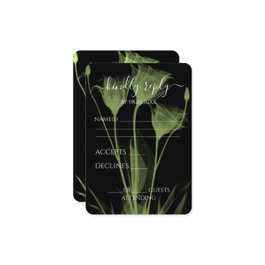 Creëer Your Own - Drie röntgenbloemen RSVP Kaartje (Voorkant / Achterkant in situ)