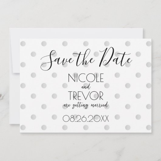 Creëer Your Own - Eenvoudige Retro Polkadots Save The Date (Voorkant)