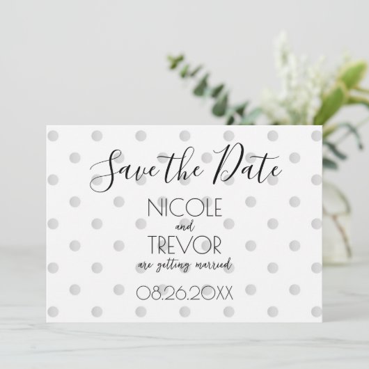 Creëer Your Own - Eenvoudige Retro Polkadots Save The Date (Staand voorkant)
