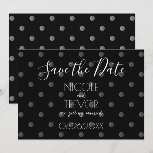 Creëer Your Own - Eenvoudige Retro Polkadots Save The Date (Voorkant / Achterkant)