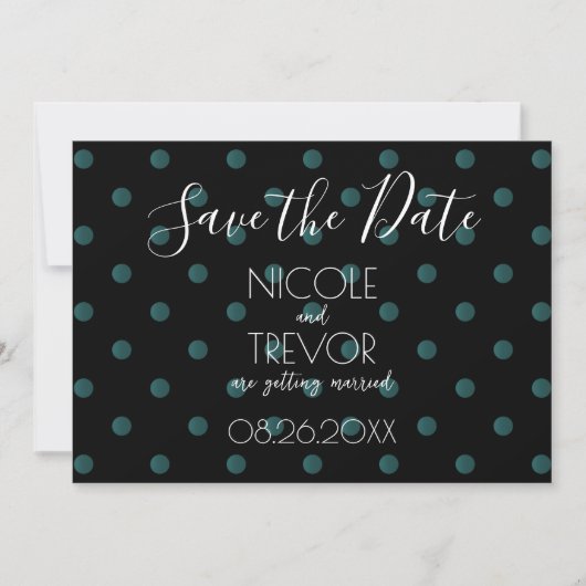 Creëer Your Own - Eenvoudige Retro Polkadots Save The Date (Voorkant)