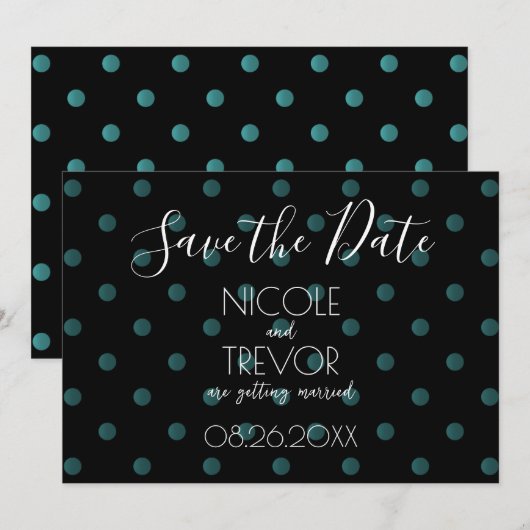 Creëer Your Own - Eenvoudige Retro Polkadots Save The Date (Voorkant / Achterkant)