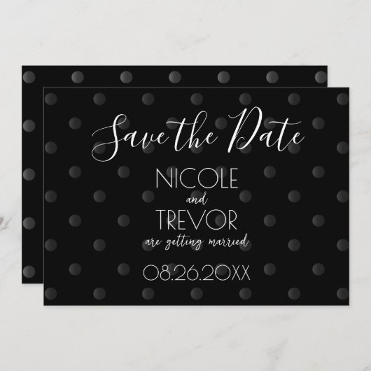 Creëer Your Own - Eenvoudige Retro Polkadots Save The Date (Voorkant / Achterkant)