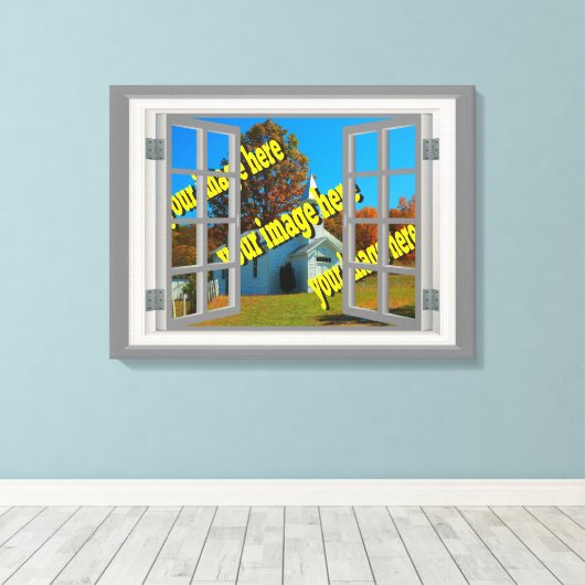 Creëer Your Own 🌿 Fake Window Uitzicht Canvas Afdruk (Insitu (Houten vloer))