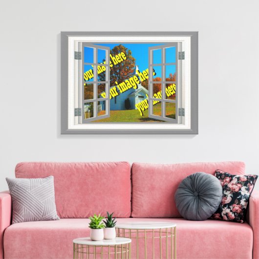 Creëer Your Own 🌿 Fake Window Uitzicht Canvas Afdruk (Insitu (Woonkamer))