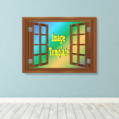 Creëer Your Own 🌿 Fake Window Uitzicht Canvas Afdruk (Insitu (Houten vloer))