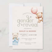 Creëer Your Own Gender Reveal Teddybeer gestreept Kaart (Voorkant)