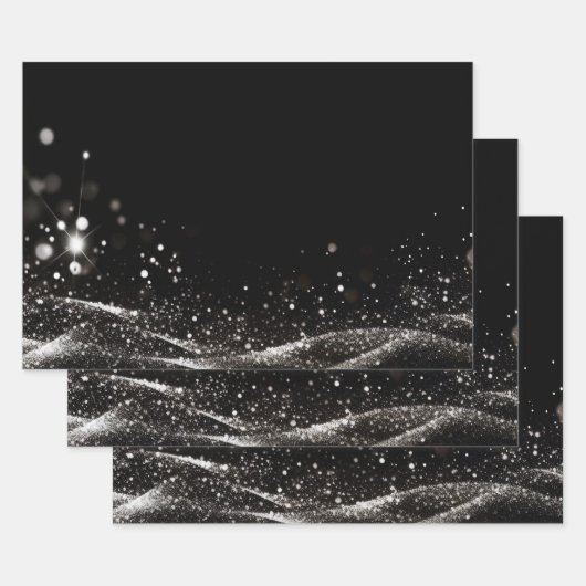 Creëer Your Own - Glitter Lint B&W Inpakpapier Vel (Set)