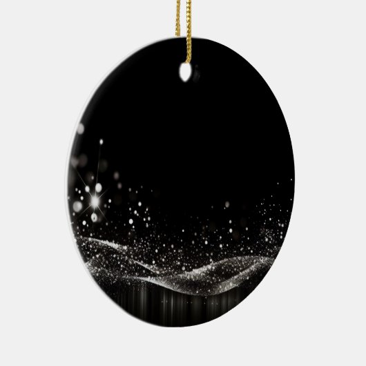 Creëer Your Own -  Glitter Lint B&W Keramisch Ornament (Rechts)