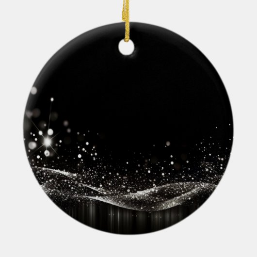 Creëer Your Own -  Glitter Lint B&W Keramisch Ornament (Achterkant)