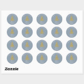 Creëer Your Own Gold Glitter Christmas Dusty Blue Ronde Sticker (Vel)