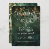 Creëer Your Own - Gouden Lichten & Bladeren Save The Date (Voorkant / Achterkant)