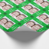 Creëer Your Own Green Merry-kerstfoto Cadeaupapier (Hoek)