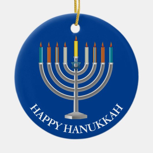Creëer Your Own Hanukkah Menorah Keramisch Ornament (Voorkant)