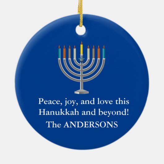 Creëer Your Own Hanukkah Menorah Keramisch Ornament (Achterkant)