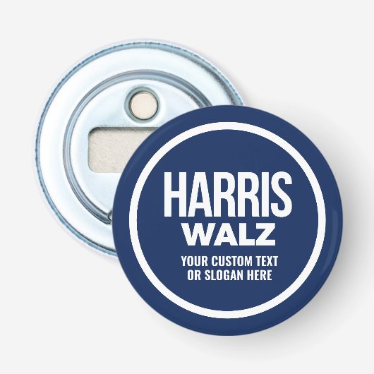 Creëer Your Own Harris Walz 2024 Button Flesopener (Voorkant)