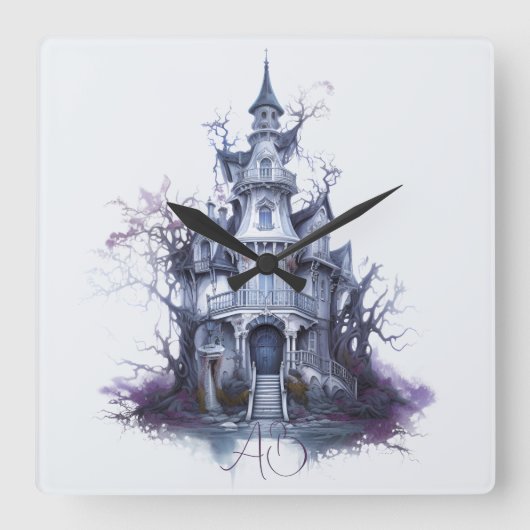 Creëer Your Own Haunted Castle Vierkante Klok (Voorkant)