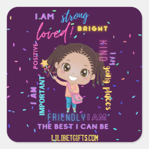 Creëer Your Own I AM - Positive Girl Affirmations Vierkante Sticker