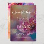 Creëer Your Own - Kleurrijke Bokeh roze bloemen Save The Date (Voorkant / Achterkant)