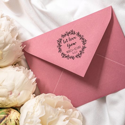 Creëer Your Own Let Love Grow Typography Wedding Rubberstempel
