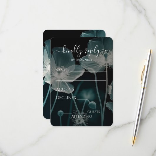 Creëer Your Own - Lichtblauwe röntgenfoto van wild RSVP Kaartje (Voorkant / Achterkant in situ)