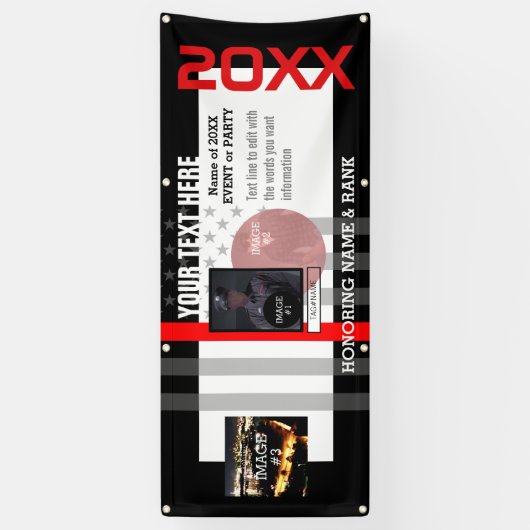 Creëer Your Own met 3 afbeeldingen en 6 regels tek Spandoek (Verticaal)