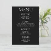 Creëer Your Own - Minimalistisch zwart evenement Menu (Staand voorkant)