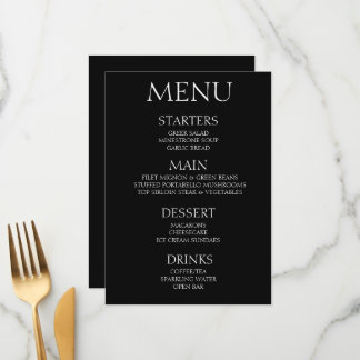 Creëer Your Own - Minimalistisch zwart evenement Menu