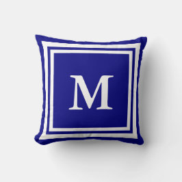 Creëer Your Own Monogram Navy Blue and White Kussen