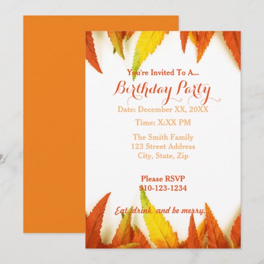 Creëer Your Own Nahern Birthday Party Invitation Kaart (Voorkant / Achterkant)