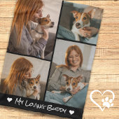 Creëer Your Own Pet Dog 4 Fotocollage Zwart Fleece Deken