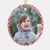 Creëer Your Own Photo Candy Cane Stripes Kerstmis Keramisch Ornament (Links)