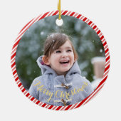 Creëer Your Own Photo Candy Cane Stripes Kerstmis Keramisch Ornament (Achterkant)