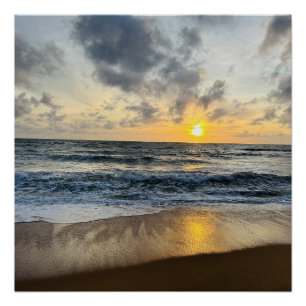Creëer Your Own Photo Eenvoudige strandzonsopgang Perfect Poster