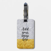 Creëer Your Own Photo White Marble Gold Bagagelabel (Achterkant verticaal)