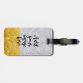 Creëer Your Own Photo White Marble Gold Bagagelabel (Achterkant horizontaal)