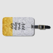Creëer Your Own Photo White Marble Gold Bagagelabel (Voorkant (horizontaal))