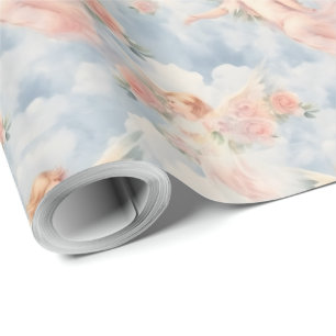 Creëer Your Own Pink Angels & Pink Roses Cadeaupapier
