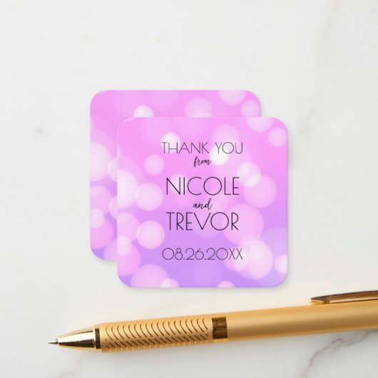 Creëer Your Own - Pink Bokeh Dank je wel Informatiekaartje (Voorkant / Achterkant in situ)