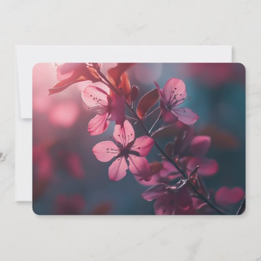Creëer Your Own - Pink Flowers Blossoming Branch Save The Date (Achterkant)