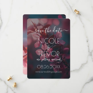 Creëer Your Own - Pink Flowers Blossoming Branch Save The Date