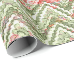 Creëer Your Own Pink & Green Scalloped Chevron Cadeaupapier