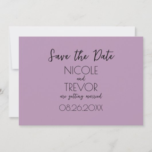 Creëer Your Own - Plain Light Mauve Minimalist Save The Date (Voorkant)